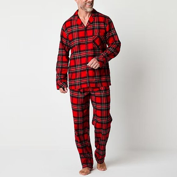 St. John's Bay Mens Flannel Long Sleeve 2-pc. Pajama Sets, Sz XXL 925405 - Picture 1 of 4